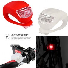Oldeagle 2Pcs 2 LED Silicone Mountain Bike Bicycle Front Rear Lights Set Push Cycle Clip Light White+Red - B079NRBZJW